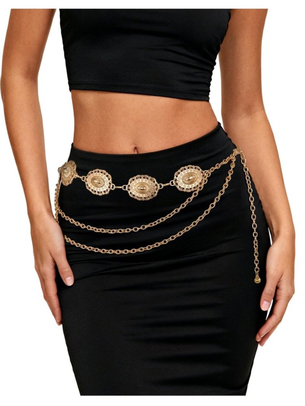 Metal Chain Belt for Women Cowgirl Western Belts Boho Concho Belts for Dresses